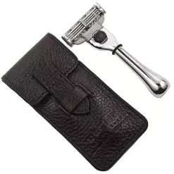 Parker Shaving TM-3 Travel Mach-3 Razor with Leather Pouch