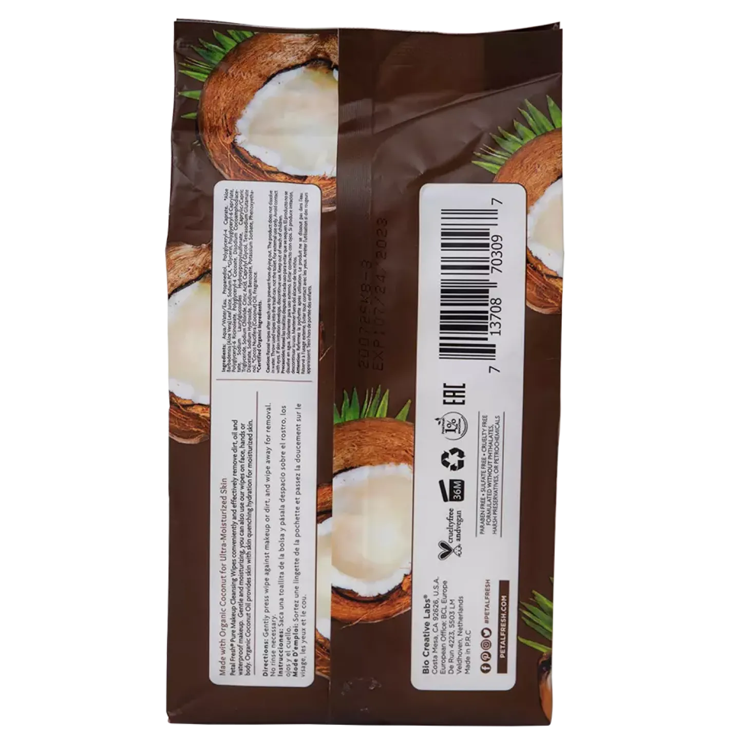 Petal FreshPure Coconut Makeup Removing Wipes
