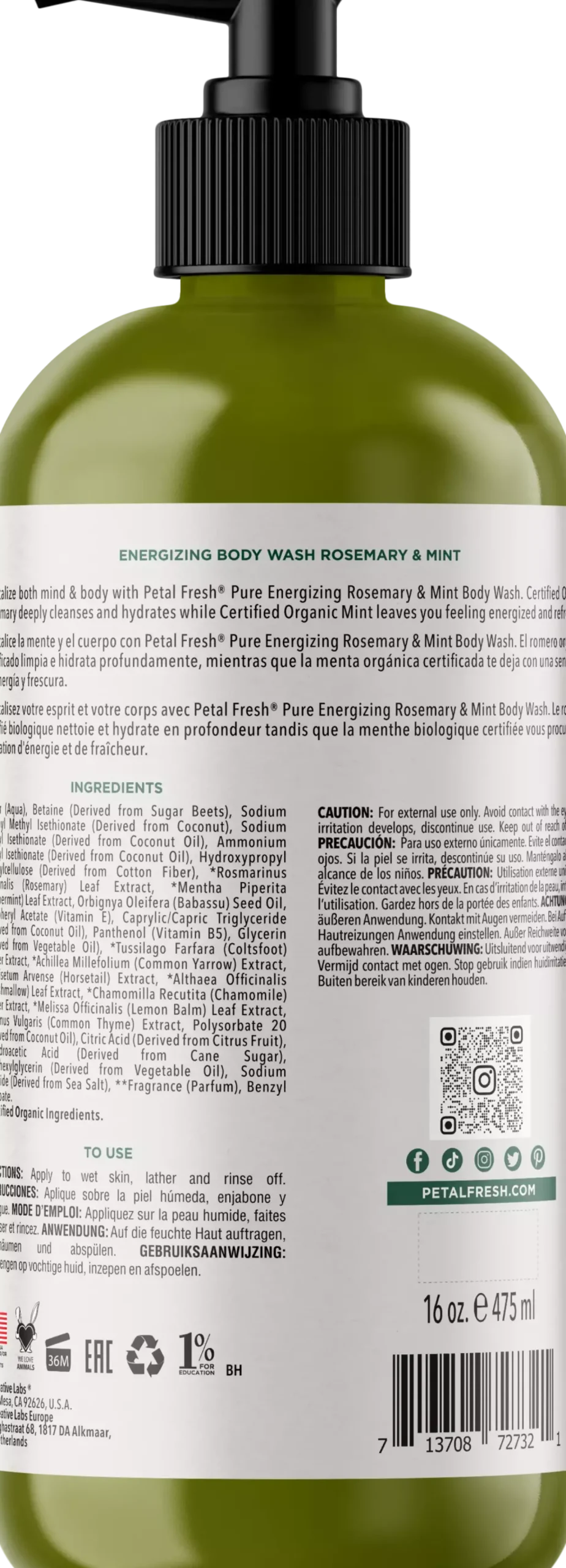 Petal FreshPure Rosemary & Mint Body Wash 473 ml