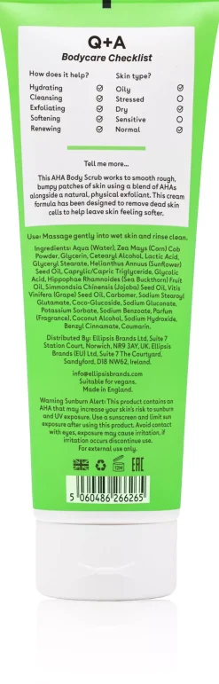 Q+A AHA Exfoliator Body Scrub 250 ml