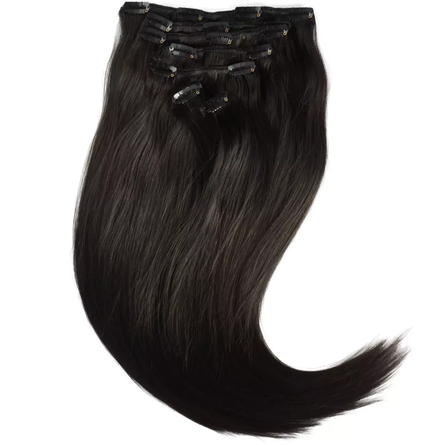 Rapunzel of Sweden Classic Clip-ins Straight / Medium Volume / 7 pieces 60 cm 1.2 Black Brown