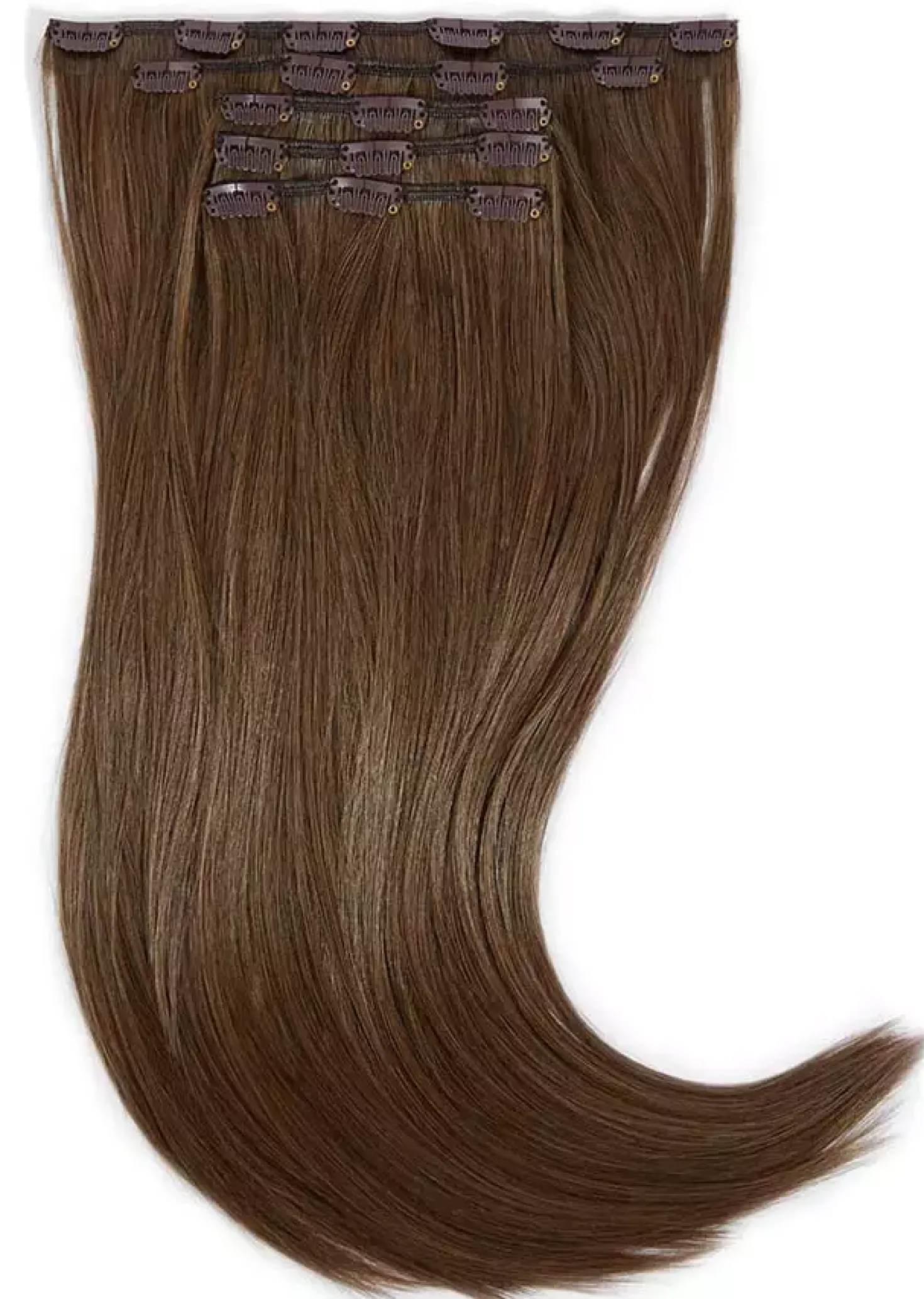 Rapunzel of Sweden Vegan Clip-ins Straight / Medium Volume / 5 pieces 50 cm Brown Ash Blonde Balayage B5.1/7.4