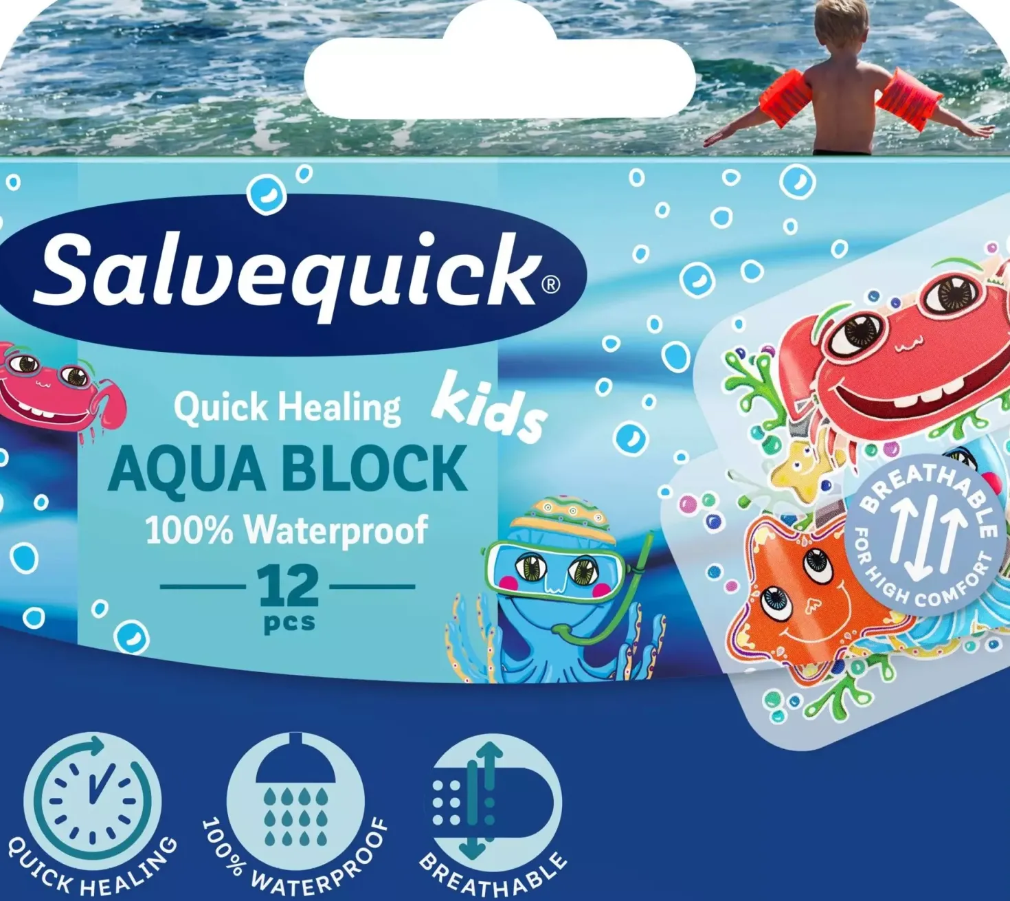 Salvequick Aqua Block Kids 12 stk