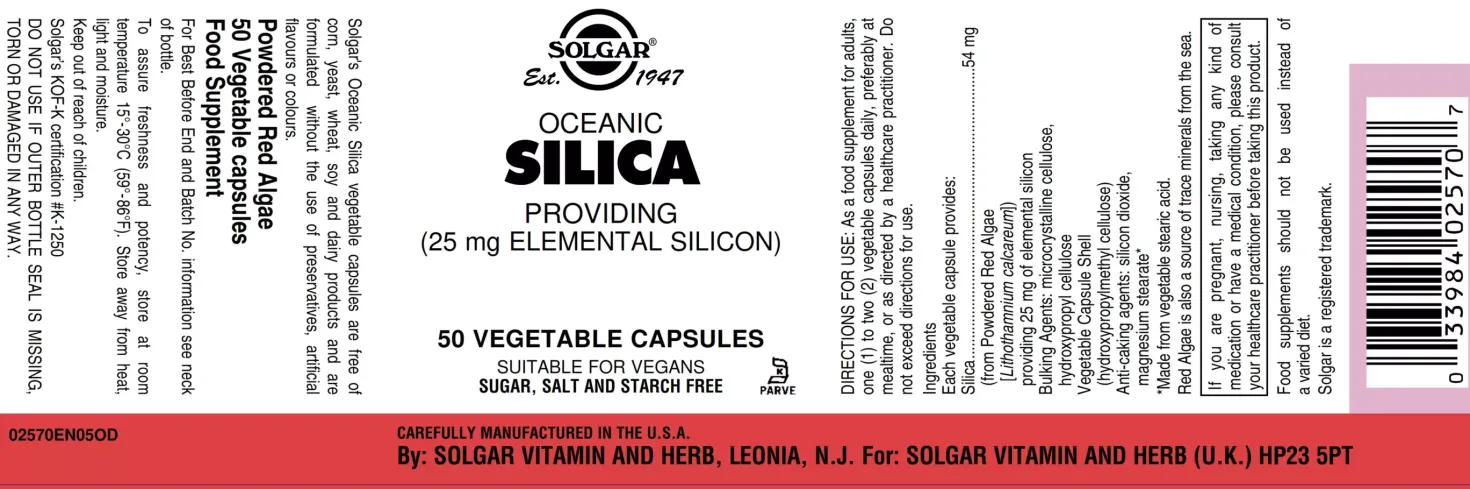 Solgar Oceanic Silica 25 mg Vegetable Capsules 50 stk