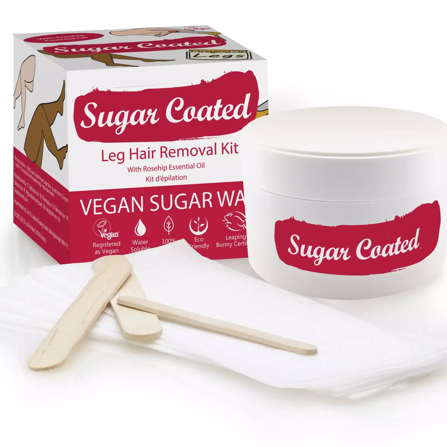 Sugar Coated Leg Hair Removal Kit With Rosehip Essential Oil 200 g