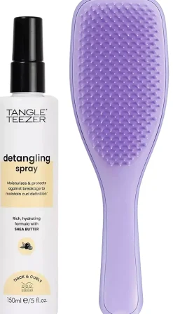 Tangle Teezer Curly Bundle Detangling Cream Spray 150 ml & Naturally Curly Detangler Purple