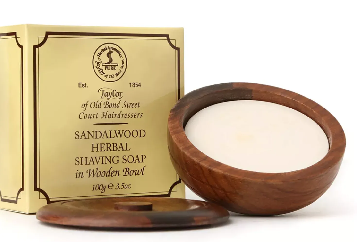 Taylor of Old Bond Street Sandalwood Shaving Soap Wooden Bowl