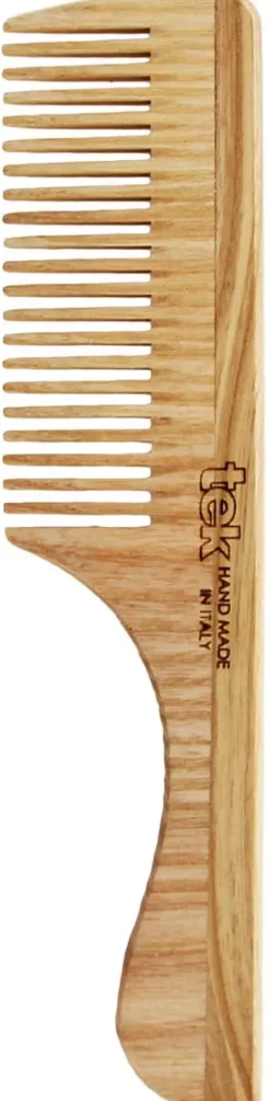 Tek Wooden Detangling Comb With Handle Medium Sized Teeth