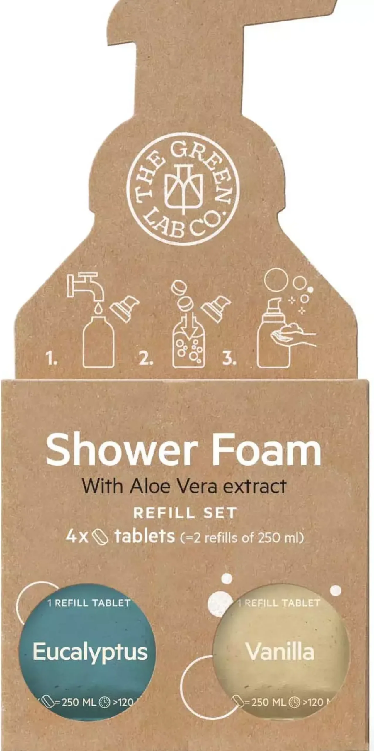 The Green Lab Co. Refill Shower Foam Eucalyptus & Vanilla 4x125ml