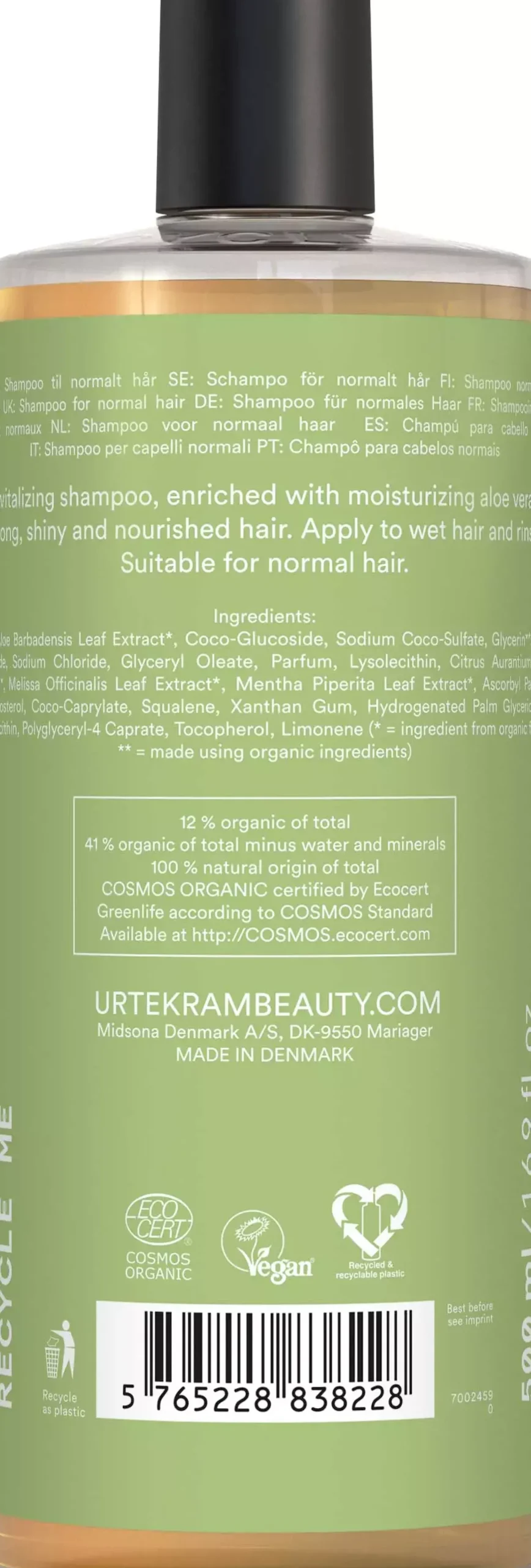 UrtekramAloe Vera For Normal Hair Revitalizing Shampoo 500 ml