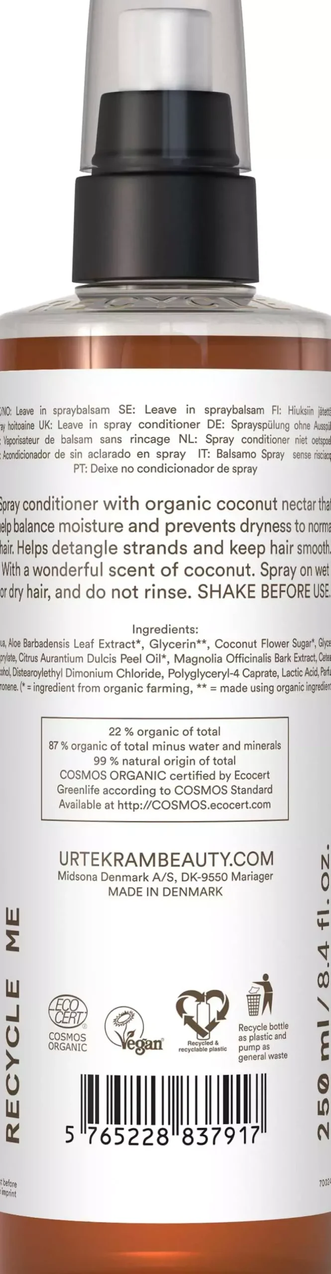 UrtekramCoconut Spray Conditioner 250 ml