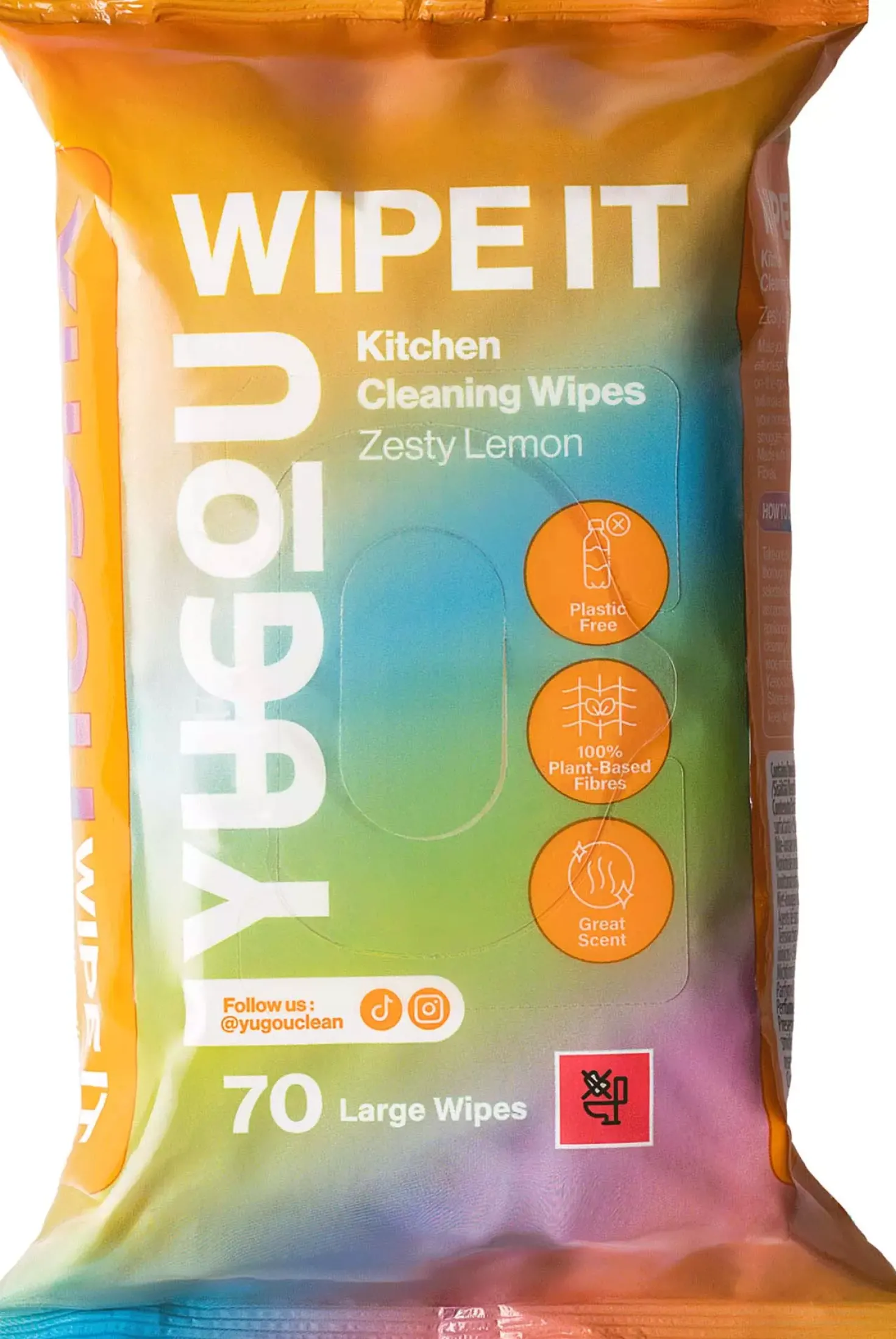 YUGOU WIPE IT Kitchen Cleaning Wipes Zesty Lemon 70 stk